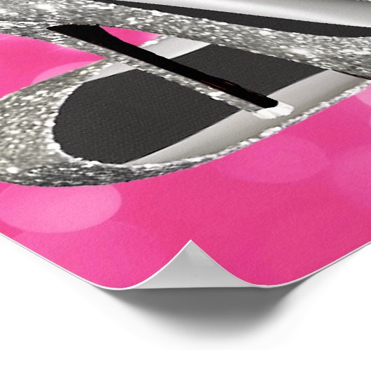 Roze Silver High Hiel Snoep Buffet Sign. Poster (Hoek)