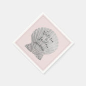 Roze Silver Metallic Seashells Naam Beach Weddensc Servet (Hoek)