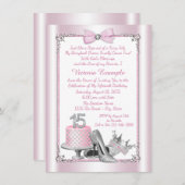 Roze Silver Quinceanera 15e verjaardag Uitnodiging (Voorkant / Achterkant)