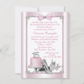 Roze Silver Quinceanera 15e verjaardag Uitnodiging (Voorkant)