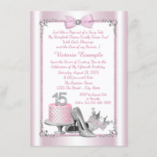 Roze Silver Quinceanera 15e verjaardag Uitnodiging