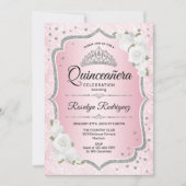 Roze Silver Quinceanera Uitnodiging (Voorkant)