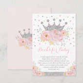 Roze Silver Royal Crown Princess Books voor Baby Informatiekaartje (Voorkant / Achterkant)