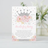 Roze Silver Royal Crown Princess Books voor Baby Informatiekaartje (Staand voorkant)