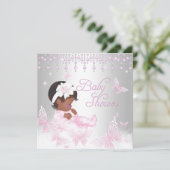 Roze Silver Sprinkle Butterfly Baby shower Etnisch Kaart (Staand voorkant)