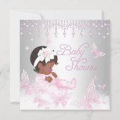 Roze Silver Sprinkle Butterfly Baby shower Etnisch Kaart (Voorkant)