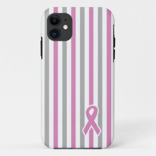 Roze & Silver Stripes aangepaste iPhone-draagtas iPhone 11 Hoesje