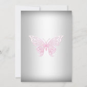Roze Silver Swirl Butterfly Cross Baptisme Invite Kaart (Achterkant)