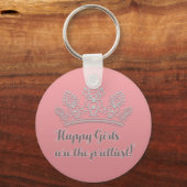 Roze Silver Tiara Pageant Happy Girls  Sleutelhanger (Voorkant)