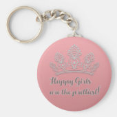 Roze Silver Tiara Pageant Happy Girls  Sleutelhanger (Voorkant)