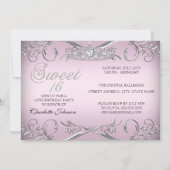 Roze Silver Tiara Sweet 16 Birthday Kaart (Achterkant)