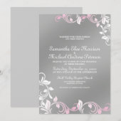 Roze|Silver Wedding Invitation Kaart (Voorkant / Achterkant)