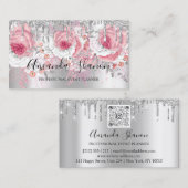 Roze Silver White Glitter Drip Logo Event Planner Visitekaartje (Voorkant / Achterkant)
