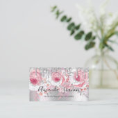 Roze Silver White Glitter Drip Logo Event Planner Visitekaartje (Staand voorkant)