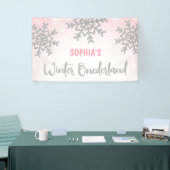 Roze Silver Winter ONEderland 1e verjaardag Spandoek (Beurs)