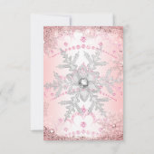 Roze Silver Winter Wonderland Sweet 16 Party RSVP Kaart (Achterkant)