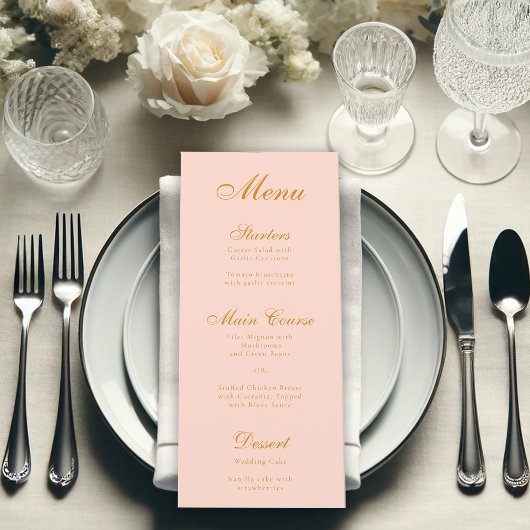 Roze Simpel Elegante Script Calligrafie Menu