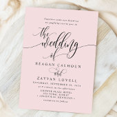 Roze Simpele Moderne Script Bruiloft Kaart