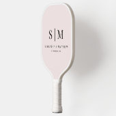 Roze Simpele Monogram Eerste Letters Trouwen Pickleball Paddle (Links)