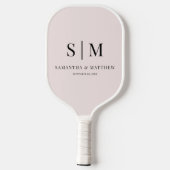 Roze Simpele Monogram Eerste Letters Trouwen Pickleball Paddle (Achterkant)