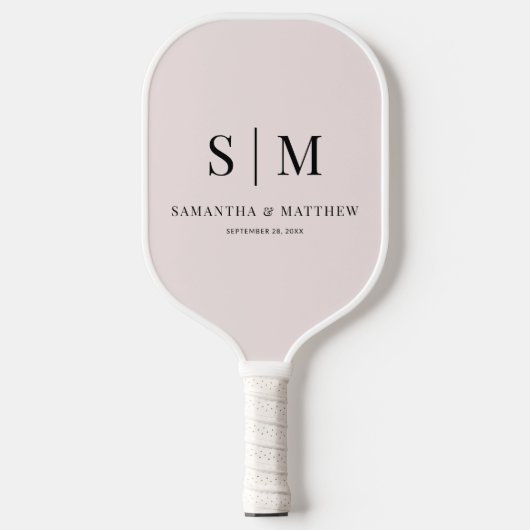 Roze Simpele Monogram Eerste Letters Trouwen Pickleball Paddle (Voorkant)