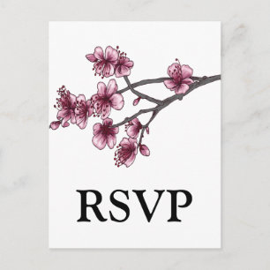 Roze Simple Cherry Blossom RSVP Briefkaart