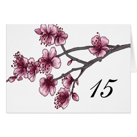 Roze Simple Cherry Blossom Table Number Kaart (Voorkant Horizontaal)