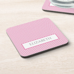 Roze Simple Chevron Beverage Coaster Bier Onderzetter