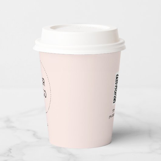 Roze Simple Heart Business Logo QR-code Aangepast Papieren Bekers (Links)