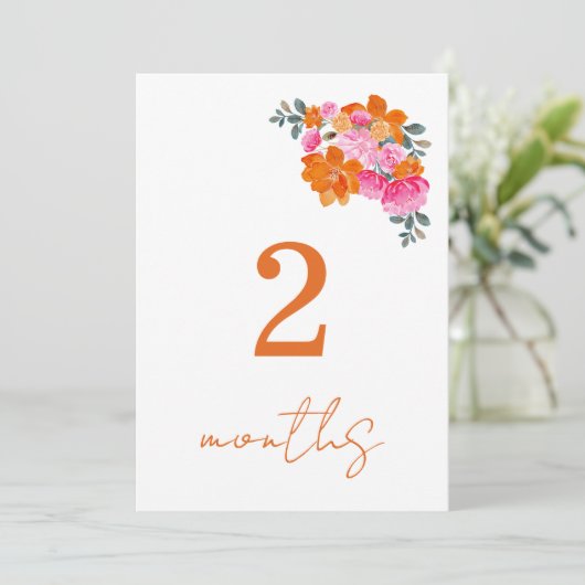 Roze Sinaasappel 2 Maanden Baby Maandelijkse Mijlp Kaart (Staand voorkant)