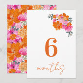 Roze Sinaasappel 6 Maanden Baby Maandelijkse Mijlp Kaart (Voorkant / Achterkant)