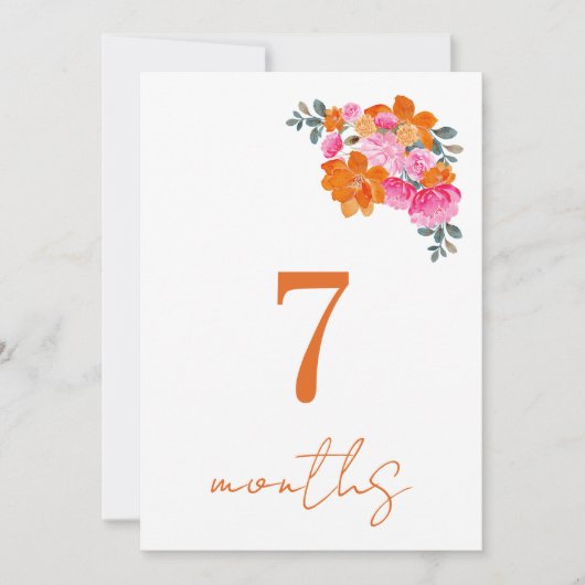 Roze Sinaasappel 7 Maanden Baby Maandelijkse Mijlp Kaart (Voorkant)