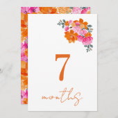 Roze Sinaasappel 7 Maanden Baby Maandelijkse Mijlp Kaart (Voorkant / Achterkant)