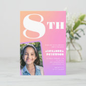 Roze Sinaasappel 8e verjaardagsuitnodigingen Meisj Kaart (Staand voorkant)