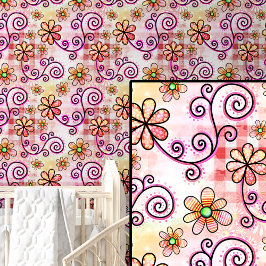 Roze & Sinaasappel Abstract Bloemen Behang
