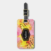 Roze sinaasappel abstract gepersonaliseerd bagagel bagagelabel (Voorkant verticaal)