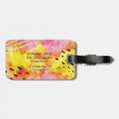Roze sinaasappel abstract gepersonaliseerd bagagel bagagelabel (Achterkant horizontaal)