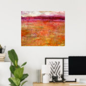 Roze Sinaasappel Abstracte landschapsschilderkunst Poster (Thuiskantoor)