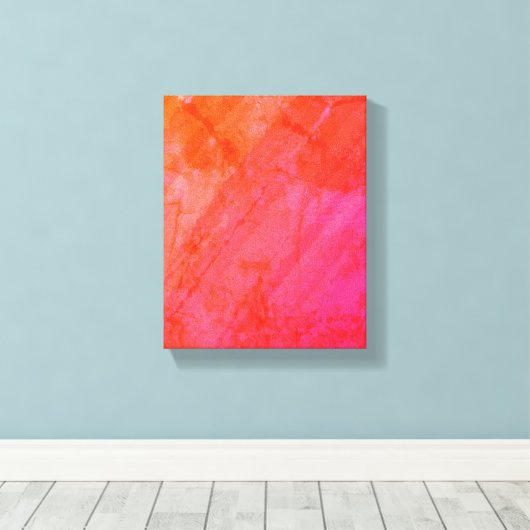 Roze Sinaasappel Abstracte Waterverf Canvas Afdruk (Insitu (Houten vloer))