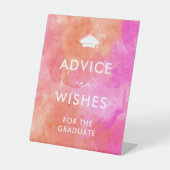 Roze Sinaasappel Afstudeerder Pet Afstuderen Advie Reclamebord Met Voetstuk (Voorkant)