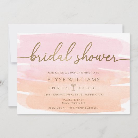 Roze Sinaasappel Aquarel Goud Vrijgezellenfeest Kaart (Voorkant)