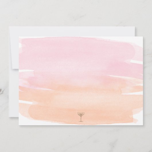 Roze Sinaasappel Aquarel Goud Vrijgezellenfeest Kaart (Achterkant)