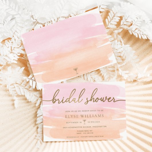 Roze Sinaasappel Aquarel Goud Vrijgezellenfeest Kaart