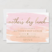 Roze Sinaasappel Aquarel Gouden Moederdag Lunch Kaart (Voorkant)