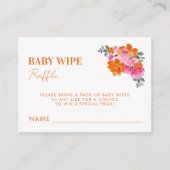 Roze Sinaasappel Baby Wipe Raffle Baby shower Game Informatiekaartje (Voorkant)