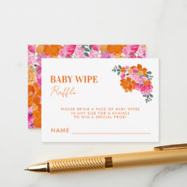 Roze Sinaasappel Baby Wipe Raffle Baby shower Game Informatiekaartje