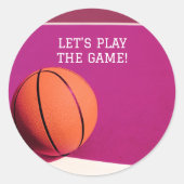 Roze Sinaasappel basketbal Sport Ronde Sticker (Voorkant)