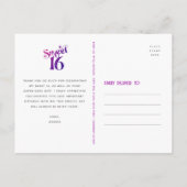 Roze Sinaasappel Bedankt Sweet 16 Groovy Gradient Briefkaart (Achterkant)