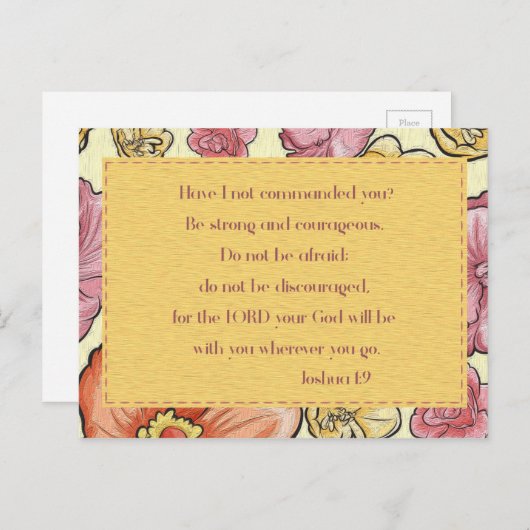 Roze Sinaasappel Bijbel Verse Joshua 1:9 Briefkaar Briefkaart (Voorkant / Achterkant)