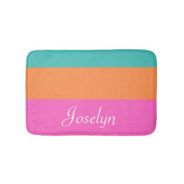 Roze, Sinaasappel & Blauw Brede Horizontale Lijnen Badmat